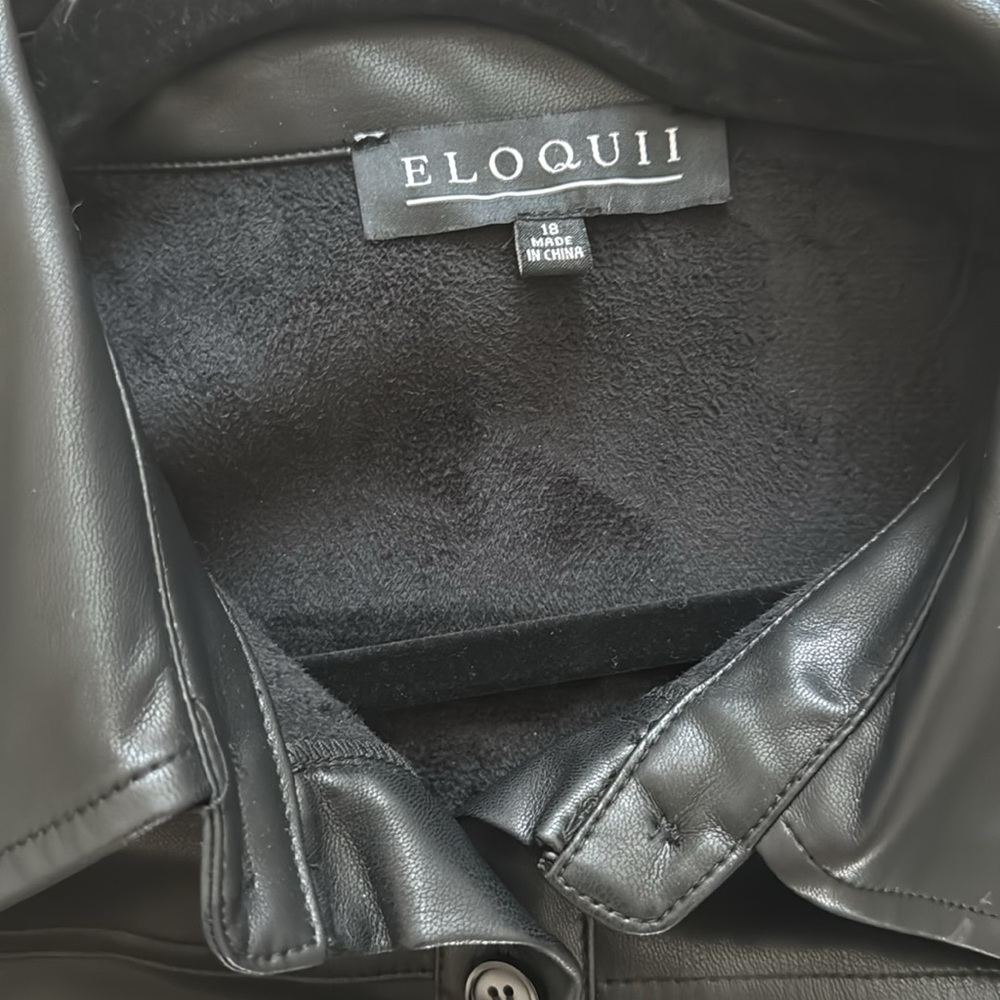 Eloquii  BLACK Faux Leather Shirt Dress  SZ- 18 - Picture 6 of 7
